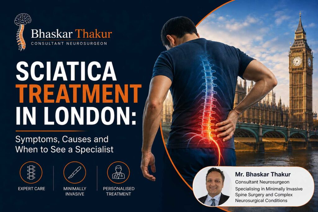 Neurosurgeon offering sciatica treatment services. Sciatica Treatment in London: Symptoms, Causes and When to See a Specialist