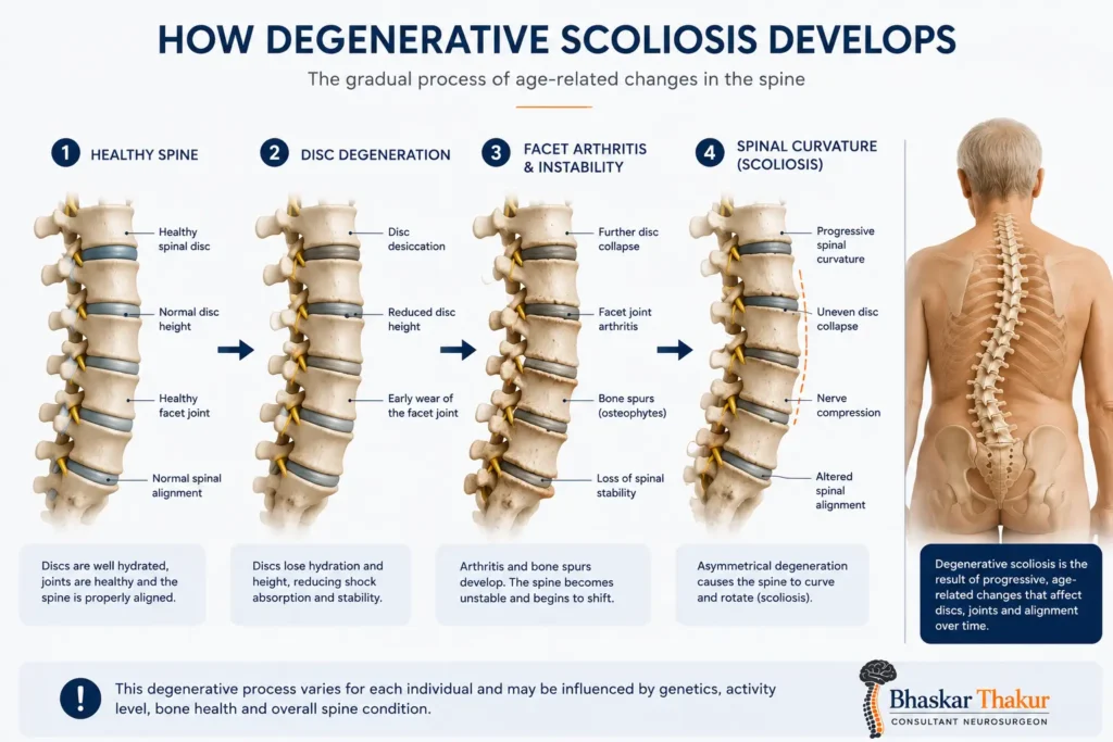 Age-related disc degeneration leading to degenerative scoliosis