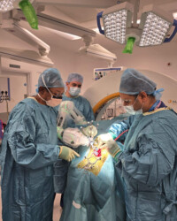 Robotic assistance improves accuracy during spinal implant placement. Robotic system guiding precise spinal instrumentation